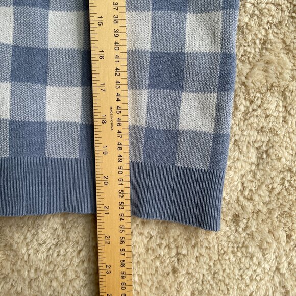 Womens Plaid Cardigan Sweater Blue White Size S CelebShop edition Korean Preppy - Picture 5 of 6